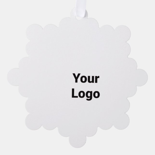 Simple minimal elegant custom logo here company ornament card (Front)