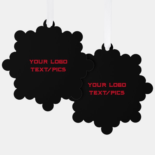 Simple minimal elegant custom logo here company ornament card (Front/Back)