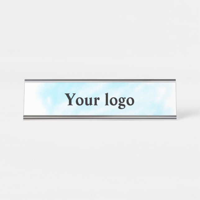 Simple minimal elegant custom logo here company wa desk name plate (Front)