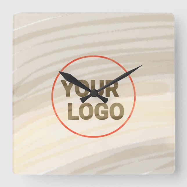 Simple minimal elegant custom logo here company wa square wall clock (Front)