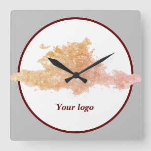 Simple minimal elegant custom logo here company wa square wall clock