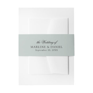 Simple Minimal Elegant Dusty Blue Formal Wedding Invitation Belly Band