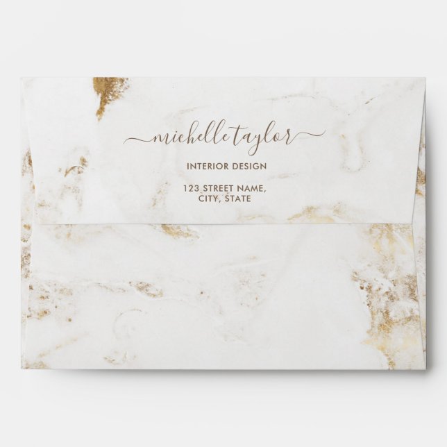 Simple Minimal Elegant Gold Marble Envelope (Back (Top Flap))