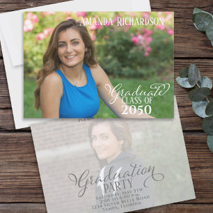 Simple Minimal Elegant Graduation Photo Overlay Invitation