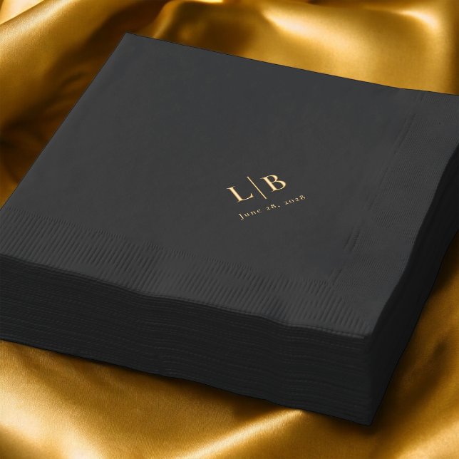 Simple minimal Élégant Mariage des initiales de mo (Elegant gold foil stamped wedding napkins.)