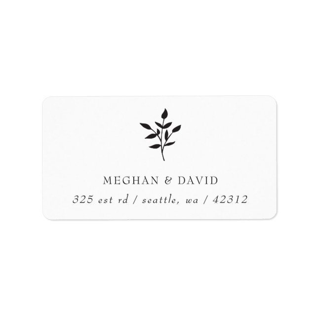 Simple Minimal Elegant Modern Botanical address Label (Front)