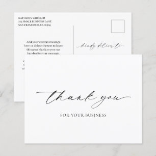 Simple Minimal Elegant Modern Business Thank You Postcard