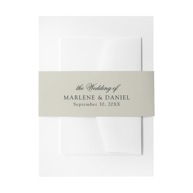 Simple Minimal Elegant Sage Green Formal Wedding Invitation Belly Band (Front Example)
