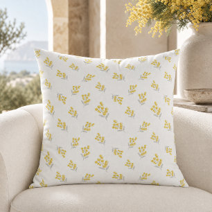Simple Minimal Elegant Yellow Flower Throw Pillow