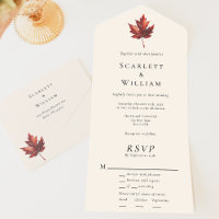 Simple Minimal Fall Leaf Cream Entree RSVP Wedding