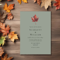 Simple Minimal Fall Leaf Sage Green Wedding