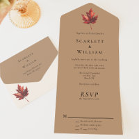 Simple Minimal Fall Leaf Terracotta Wedding