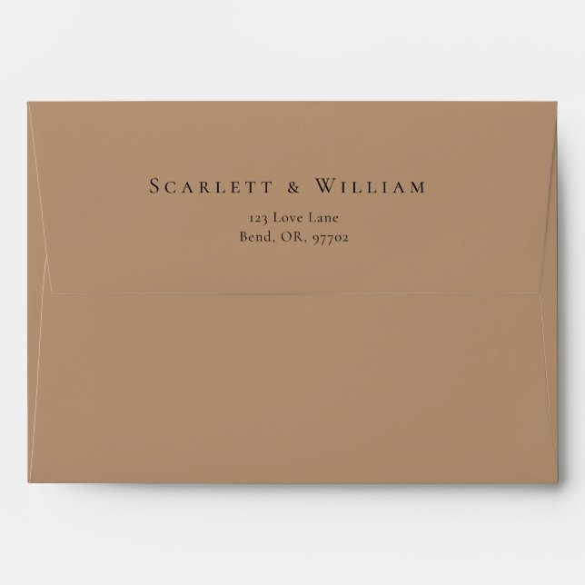 Simple Minimal Fall Leaf Terracotta Wedding Envelope (Back (Top Flap))