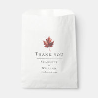 Simple Minimal Fall Leaf White Wedding Treat Bag