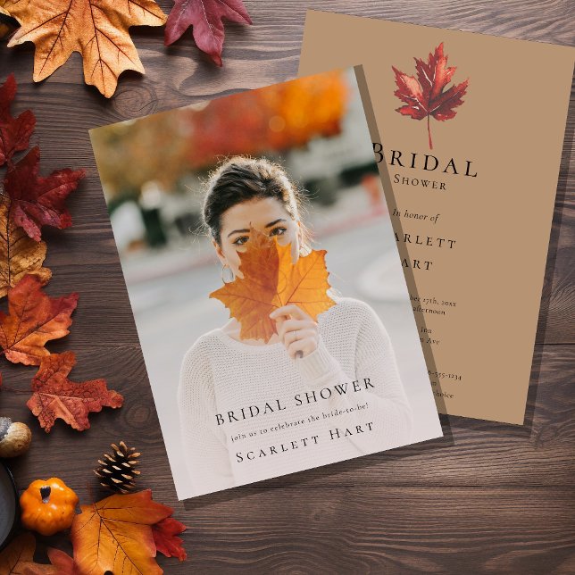 Simple Minimal Fall Terracotta Photo Bridal Shower Invitation (Creator Uploaded)