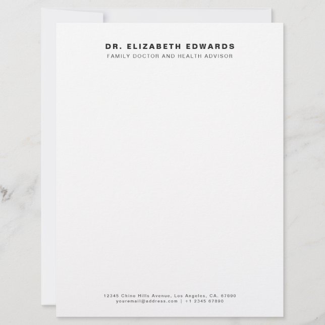 Simple Minimal Family Doctor Professional Letterhead (Front)