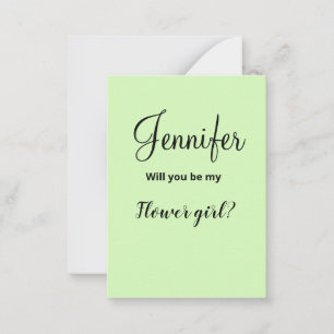 Simple minimal flower girl proposalpastel green card