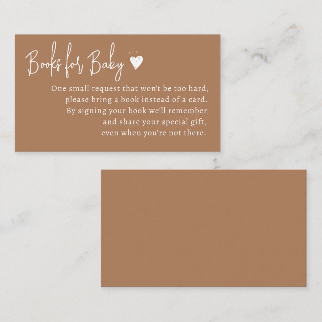 Simple Minimal Gender Neutral Books for Baby  Enclosure Card (Front/Back)