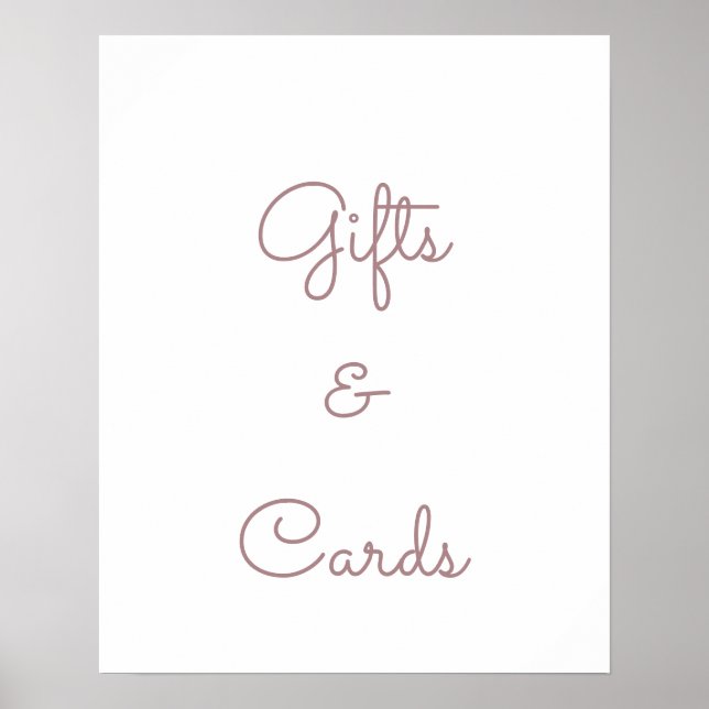 simple minimal gift & cards rose gold wedding sign (Front)