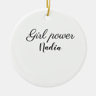 simple minimal girl power add name text image busi ceramic ornament