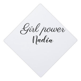 simple minimal girl power add name text image busi graduation cap topper