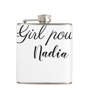 simple minimal girl power add name text image busi hip flask