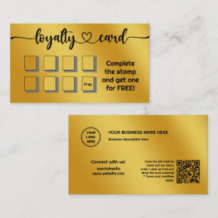 Simple Minimal Gold Add Your Logo QR Code Loyalty Card