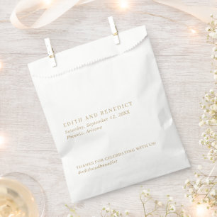 Simple Minimal Gold Classic Elegant Wedding Favour Bag