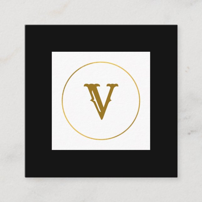 simple minimal gold monogram personalized modern c square business card (Front)