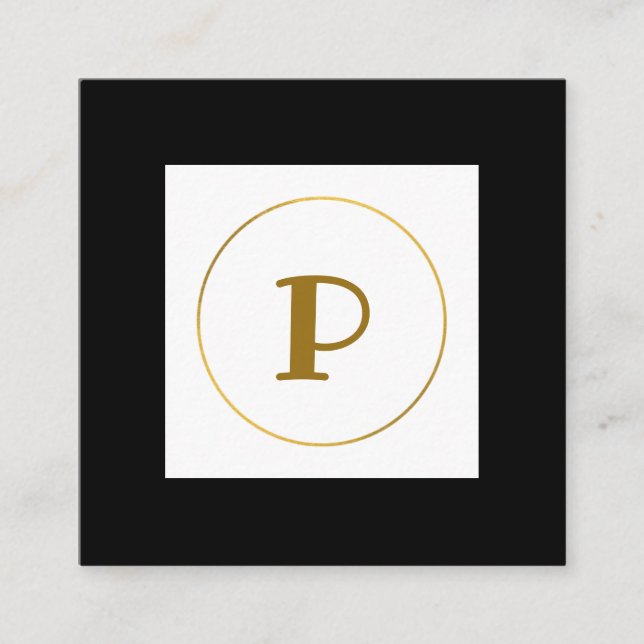 simple minimal gold monogram personalized modern c square business card (Front)