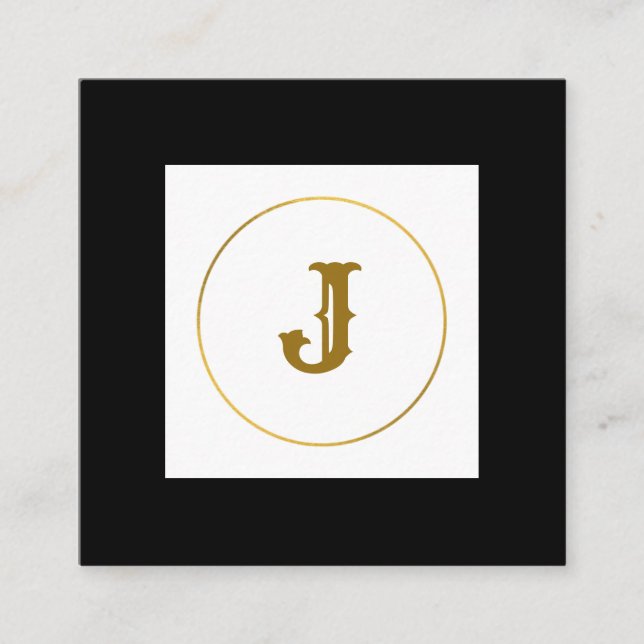 simple minimal gold monogram personalized modern c square business card (Front)