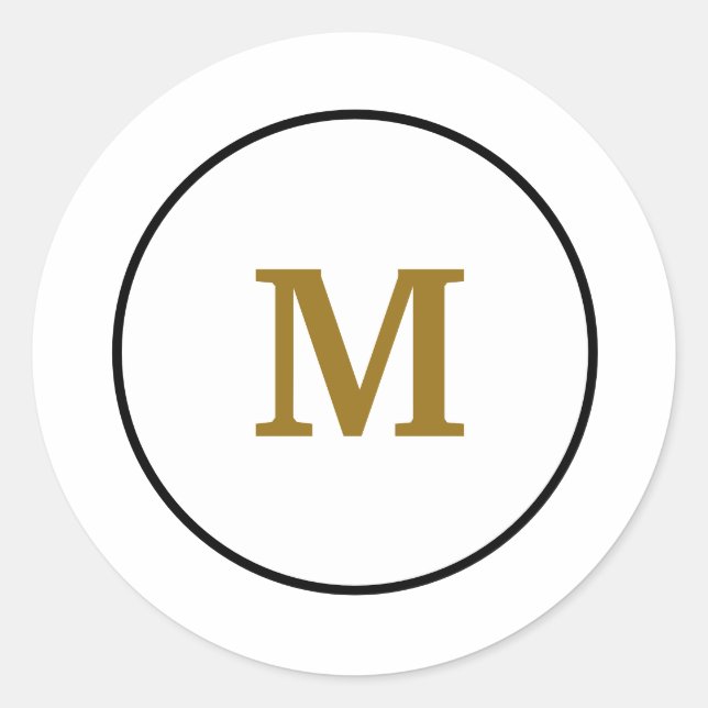 simple minimal gold monogram personalized modern classic round sticker (Front)
