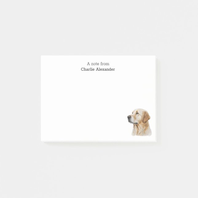 Simple Minimal Golden Retriever Personalized Post-it Notes (Front)