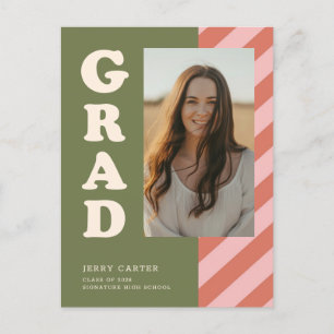 Simple Minimal Grad Photo Graduation Thank You Postcard