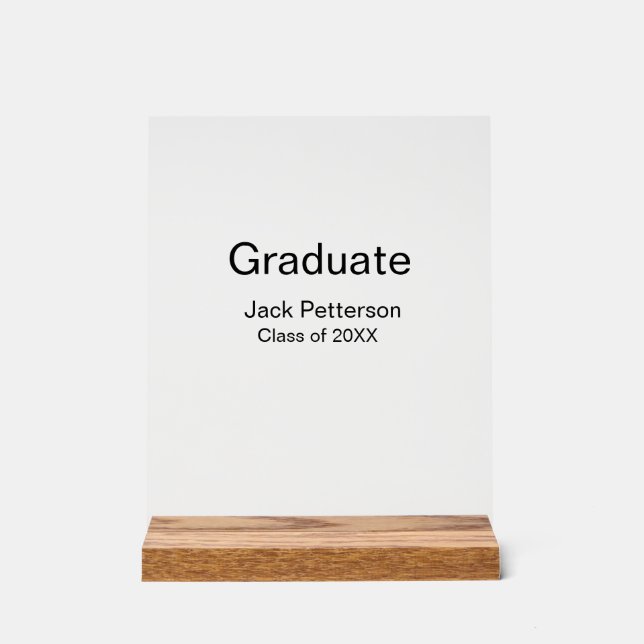 simple minimal graduate add name modern class  acrylic sign (Front)