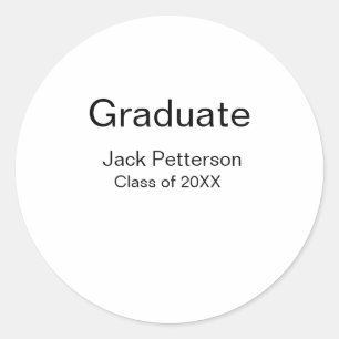 simple minimal graduate add name modern class  classic round sticker