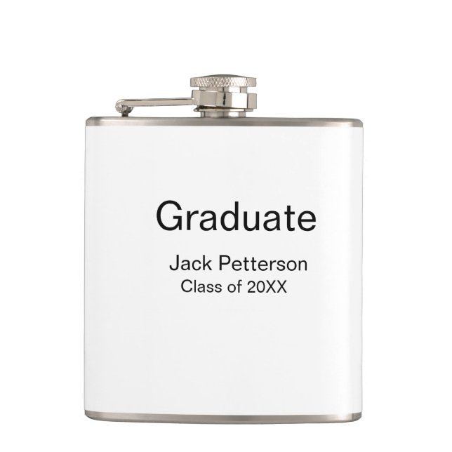 simple minimal graduate add name modern class  hip flask (Front)