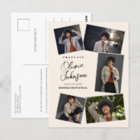 Simple Minimal Graduate Beige 6 Photo Announcement