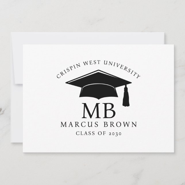 Simple Minimal Graduation Cap Typography Announcement (Front)