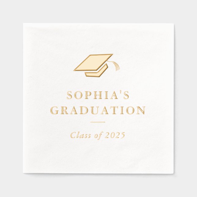 Simple Minimal Graduation Party  Foil Napkins (Front)