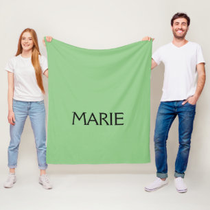 SIMPLE MINIMAL GREEN ADD YOUR NAME TEXT GIFT FLEECE BLANKET