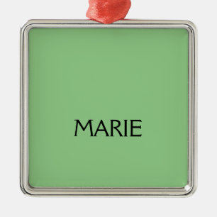 SIMPLE MINIMAL GREEN ADD YOUR NAME TEXT GIFT METAL ORNAMENT