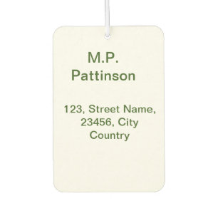 Simple minimal green add your text name photo cust air freshener