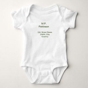 Simple minimal green add your text name photo cust baby bodysuit