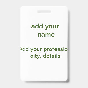 Simple minimal green add your text name photo cust badge