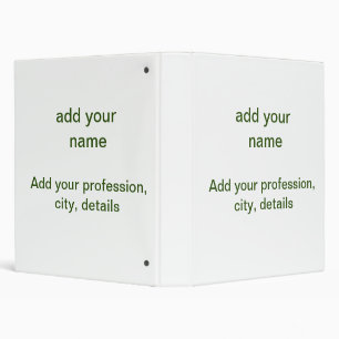 Simple minimal green add your text name photo cust binder