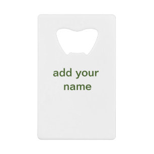 Simple minimal green add your text name photo cust credit card bottle opener