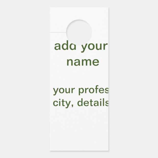 Simple minimal green add your text name photo cust door hanger (Front)