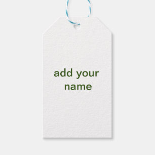 Simple minimal green add your text name photo cust gift tags