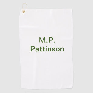 Simple minimal green add your text name photo cust golf towel